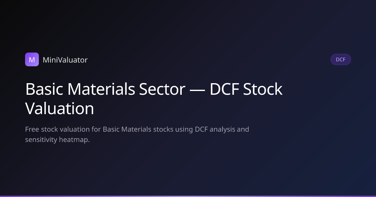 Basic Materials 板塊 — DCF 股票估值 | MiniValuator